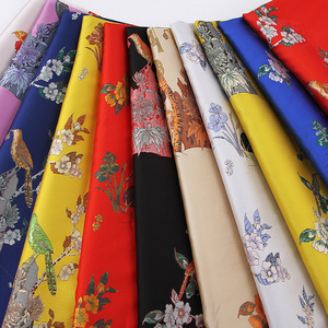 Rok gaun gaya mewah wanita, bunga lanskap 3D dengan burung kain jacquard poliester brokat untuk gaun formal wanita - Product Image 2