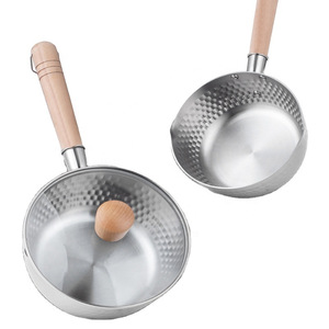 Pot Yukihira de style japonais en acier inoxydable 20 cm compatible induction avec couvercle, pot à soupe et à lait - Product Image 2