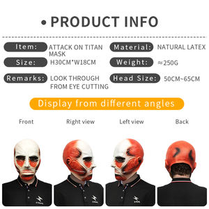 Venta al por mayor <span class=keywords><strong>Anime</strong></span> japonés Attack on Titan máscara Halloween películas fiesta temática Cosplay gigante cabeza completa máscaras de látex - Product Image 6