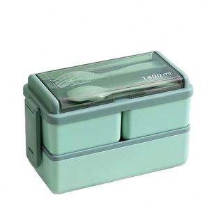 Wholesale 1400Ml Double-Layer <b>Lunch</b> <b>Box</b> Set Student Plastic Bento <b>Box</b> Microwave Safe Double-Tier <b>Compartment</b> <b>Lunch</b> <b>Box</b> - Product Image 1