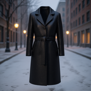 Cappotto Lungo in Tweed da Donna, Antivento, con Bottone Singolo, Colletto a Risvolto, Manica Lunga, Stile Elegante, Tinta Unita, in Lana - Product Image 2