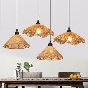 Lustre triangulaire <span class=keywords><strong>en</strong></span> rotin chinois, style japonais, pour restaurant, maison, restaurant rétro, lanterne <span class=keywords><strong>en</strong></span> <span class=keywords><strong>corde</strong></span> pour hot <span class=keywords><strong>pot</strong></span>, lampe artistique <span class=keywords><strong>en</strong></span> bambou tressé - Product Image 2