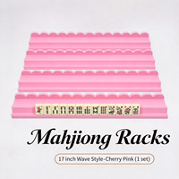 Support de tuiles de Mahjong en bois ondulé 2-en-1 de 17 pouces avec poussoirs – Supports de Mahjong américains pour accessoires de jeu de table