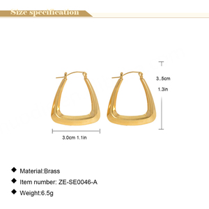 Pendientes de Aro Gruesos de Acero Inoxidable, Chapados en Oro de 18K, Pendientes Gruesos de Estilo Huggie, Joyería para Mujer - Product Image 6