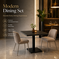 Ensemble de table à manger moderne en pierre frittée carrée avec chaises rembourrées, base en métal durable pour hôtel, restaurant, café