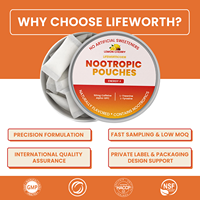 Lifeworth Caféine Nootropique Énergie Concentration Sachets avec Crinière de Lion, Alpha-GPC, Vitamine B6 & B12, L-Théanine et L-Tyrosine