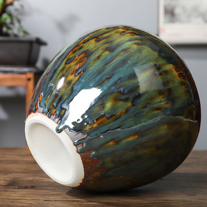 Vases rétro vintage nordiques chinois faits à la main, vase à fleurs en poterie rustique shabby chic pour hôtel, vase de sol en céramique antique - Product Image 3