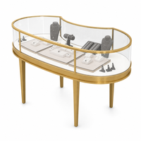 Vitrine à bijoux en verre avec cadre doré octogonal personnalisé, éclairage LED, vitrine à bijoux en verre pour magasin, boutique