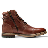 Nouvelles bottes mi-mollet en cuir véritable pour hommes, décontractées, antidérapantes et chaudes pour l'automne et l'hiver