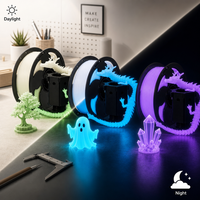 Filamen PLA Warna Menyala dalam Gelap 1.75mm Presisi Tinggi Bahan Printer 3D Bercahaya Anti-Macet Perlengkapan Pencetakan Malam Hari