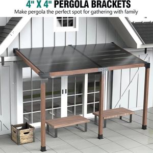 Kit de Soportes para Pérgola de 4" x 4", Herrajes de Acero Resistente para Pérgola con 15 Piezas °   Soportes de Madera para Postes de Gazebo con Diseño de Techo Inclinado - Product Image 2