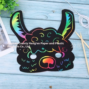 قناع خدش زخرفي لحيوانات الهالوان سهل الاستخدام قابل للتخصيص تصميم ورق ملون جديد للأطفال - Product Image 4
