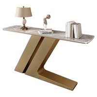 Console d'entrée murale en métal avec plateau en ardoise, design moderne et minimaliste de luxe pour la décoration de couloir