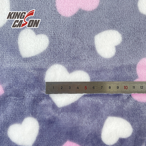 KINGCASON Fabric Supplier 100 Polyester Soft Comfortable Lovely Heart Pattern Printed Flannel Fleece Fabric for Garment - Product Image 1