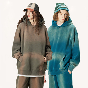 Custom Logo Pullover Sweatshirts 380 Gsm Blank Fleece Oversized Heavyweight Vintage Acid Washed Mens Hoodie & <b>Sweatpants</b> <b>Set</b> - Product Image 2