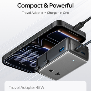 อะแดปเตอร์แปลงไฟแบบพกพาอเนกประสงค์รุ่นฮิตปี 2026 พร้อมพอร์ต USB-A 1 ช่อง และพอร์ต USB-C 2 ช่อง รองรับ PD 45W สำหรับปลั๊กไฟทั่วโลก - Product Image 3