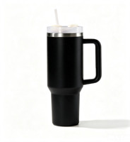 Gobelet isotherme à double paroi en acier inoxydable de 40 oz, fini mat, avec paille, résistant aux chutes, sans BPA, grand format, style américain