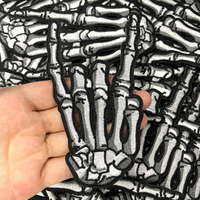 Offre Spéciale – Patchs thermocollants personnalisés en tissu sergé, motif squelette fantôme avec doigt d'honneur, broderie 3D Rock and Roll pour vêtements