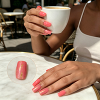 Faux ongles à presser rose pastèlle, carrés moyens, avec paillettes dorées, personnalisables avec logo, réutilisables, vente en gros
