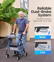 Alat Bantu Jalan Mateside Premium Rollator dengan Kursi, Tinggi Dapat Disesuaikan, Desain Lipat, Rangka Tahan Lama untuk Lansia dan Penyandang Disabilitas
