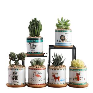 Pots à fleurs en céramique émaillée peints à la main sur mesure pour <span class=keywords><strong>cactus</strong></span> et succulentes - Décoration de jardin et de maison bon marché et de petite taille - Product Image 1
