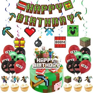 Decoraciones <span class=keywords><strong>de</strong></span> Cumpleaños <span class=keywords><strong>de</strong></span> Estilo Pixel Art <span class=keywords><strong>de</strong></span> <span class=keywords><strong>Minecraft</strong></span> My World y Artículos <span class=keywords><strong>de</strong></span> Fiesta en Espiral <span class=keywords><strong>de</strong></span> Papel, Novedad Transfronteriza - Product Image 4