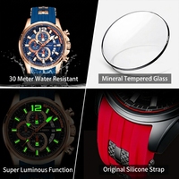 Reloj de Lujo Moderno con Esfera Grande, Luz Nocturna, Temporizador, Calendario, Reloj de Cuarzo de Silicona Resistente al Agua para Hombre, con Fecha, para Negocios