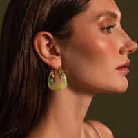 Boucles d'oreilles créoles en acier inoxydable marbré pour femme, style huggie, bijoux d'été tendance