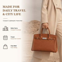 Sac fourre-tout professionnel en cuir véritable grainé pour femme, avec poignée supérieure structurée, idéal pour le travail exécutif, marque privée
