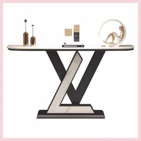 Table console contemporaine design de luxe italien avec lumière de rangement mur d'entrée décoratif pour porche couloir salon