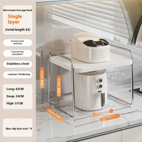 Support de four à micro-ondes coulissant en acier inoxydable à un niveau support de cuisine comptoir cuiseur à riz support de casserole boîte spéciale stockage en métal