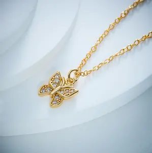 2024 Trend High Quality Love Zircon Butterfly Pendant 18k gold-plated New Design Sense All Matching Necklace Women