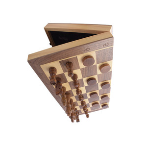 Cổ Điển 15 Inch 2 Trong <span class=keywords><strong>1</strong></span> Từ Bằng Gỗ Gấp Làm Bằng Tay Cờ Vua Và Cờ đam Hội Đồng Quản Trị Trò Chơi Đặt Bằng Gỗ Trò Chơi Cờ Vua - Product Image 1