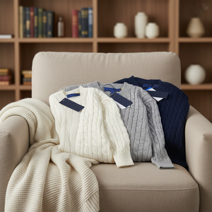 <span class=keywords><strong>Pull</strong></span>-over Homme Personnalisé ODM en Laine Tricotée, <span class=keywords><strong>Col</strong></span> Hiver, Logo Frontal, Épais, Chaud, Anti-boulochage, Manches Longues, Style Équestre, Luxe Discret - Product Image 3