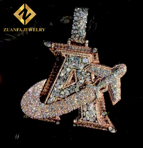 Bijoux de rappeur, pendentif personnalisé hip-hop pour hommes, argent 925, serti de diamants, pendentif lettre en moissanite VVS - Product Image 3