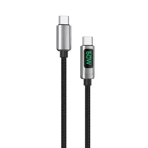 60W Pd Snel Opladen Datakabel Nylon Materiaal 1M Type-C Naar USB-C Display Digitale Smartphone Kabel Voor Mac Book