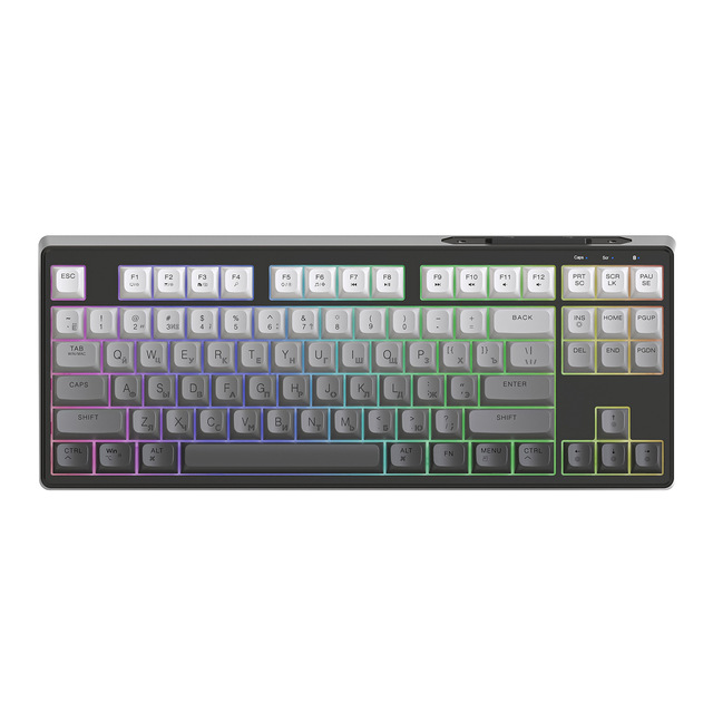 Free Wolf Russian M87 Wireless Dual Mode Russian Keyboard PBT Ball Cap Display Russian Gaming Keyboard