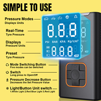 Gonfleur de pneus intelligent sans fil 4000 mAh avec manomètre numérique, cylindre de 19 mm, 150 PSI, arrêt automatique, matériau ABS, portable pour vélo et voiture