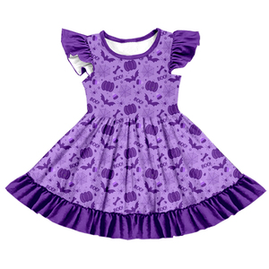 Milk Silk Girls <b>Flutter</b> <b>Sleeve</b> Twirl <b>Dress</b>,Custom Floral Cartoon Print Kids Ruffle <b>Dress</b> - Product Image 3