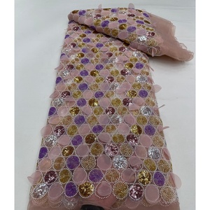 2025 moda cuentas de lujo telas bordadas de encaje francés tela pesada con cuentas africanas para vestido de fiesta - Product Image 4