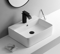 Lavabo de salle de bain rectangulaire en céramique fait main Chaozhou KD-112AB, équipement sanitaire de luxe pour hôtel, lavabo à trou unique pour l'Algérie