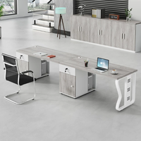 Nuevo Diseño de Mesa de Oficina Moderna y Duradera en Forma de L, con Partición Ajustable, Clústeres Laminados, Estación de Trabajo Modular para Oficina