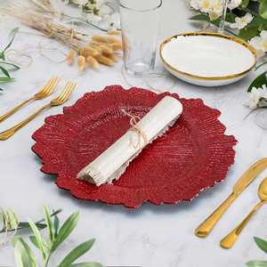 Platos de Presentación Decorativos de Plástico de Lujo de 13 Pulgadas, Irrompibles, en Dorado, Plateado y Rojo Vino, para Decoración de Banquetes y Bodas - Product Image 3