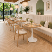 Ensemble de meubles de restaurant Ron Group Cafe, table ronde avec base en métal, banquette en tissu à dossier haut, chaise en bois moderne de luxe sur mesure