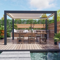 Pergola motorisée en aluminium, imperméable, bâtiments de jardin de luxe, système rétractable bioclimatique, pergola bioclimatique extérieure