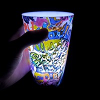Verre à vin réutilisable et résistant aux chocs, certifié CE, en PS/PC de qualité alimentaire, avec détection de liquide et couleur personnalisable, éclairage LED écologique, 12oz/14oz/16oz
