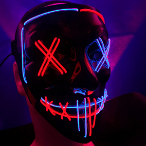 Máscara de neón con luz <span class=keywords><strong>Led</strong></span> para Halloween, disfraz de <span class=keywords><strong>purga</strong></span> V para Vendetta, OEM - Product Image 3