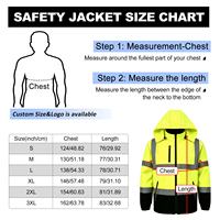 Chaqueta de Seguridad ANSI Clase 2 de Alta Visibilidad, Dos Tonos, con Capucha, Acolchada, Impermeable, Cálida y Reflectante, con Cinta Reflectante de 5CM