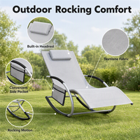 Chaise longue d'extérieur en forme de U, chaise à bascule au style moderne minimaliste avec structure métallique pour patio, balcon, plage, maison d'hôtes, loisirs