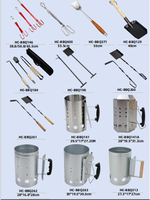 Accessoires pour barbecue au charbon de bois, ensemble de 2 outils pour foyer, pelle à charbon et pique à brasier en fer avec manche en bois